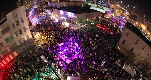 block party aerial view